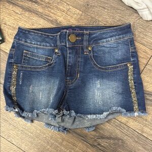 Like new Me.n.u girls Denim Shorts with Gold Accents